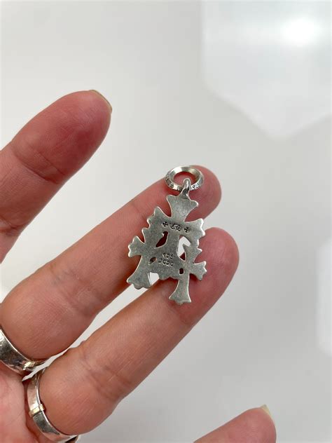 sterling silver chrome hearts triple cross pendant marked