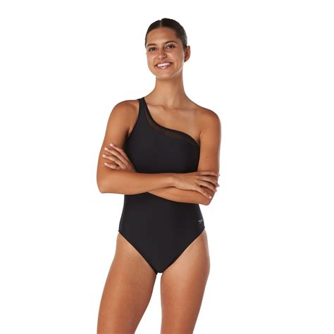 Speedo Women's Solid Mesh Asymmetrical One Piece Swimsuit | SportChek