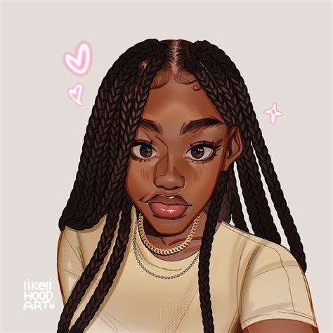 Cartoon Black Girl With Braids Drawing at Vita Patricia blog