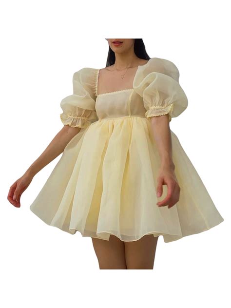 Sunisery Tulle Dress Women Short Puffy Prom Dress Mesh Birthday Fairy
