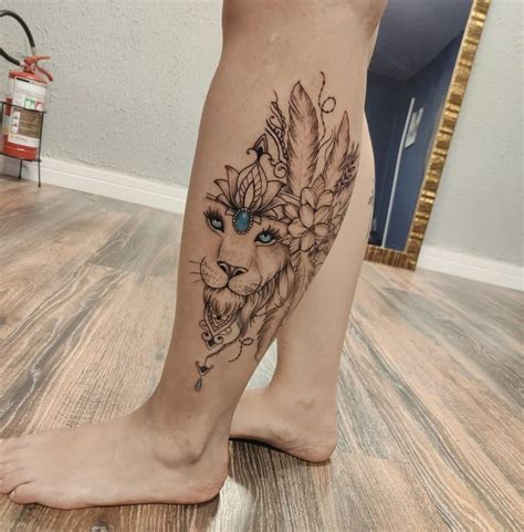 Tatu De Leao Na Perna - Tatuagem de leão na perna: 50 opções incríveis para te encorajar