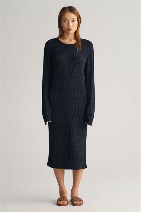 ŠATY GANT TEXTURED KNIT DRESS evening blue | GANT CZ