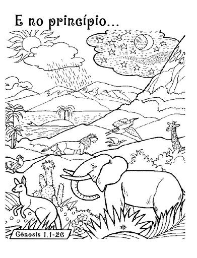 Desenhos Bíblicos Sobre A Criação Do Mundo Para Colorir - ATIVIDADES A CRIAÇÃO DA TERRA - ENSINO RELIGIOSO - Desenhos Para Colorir