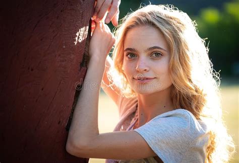 Blonde Girl Wearing a White Dress Photographed in a Park in Stellenbosch, South Africa Stock ...