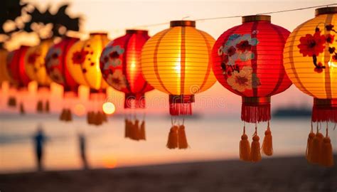 Los Farolillos Chinos Iluminan La Noche Con Colores Vivos Generados Por ... 