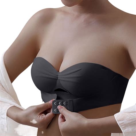 XFLWAM Strapless Bra for Women Front Buckle Lift Push Up Full Support