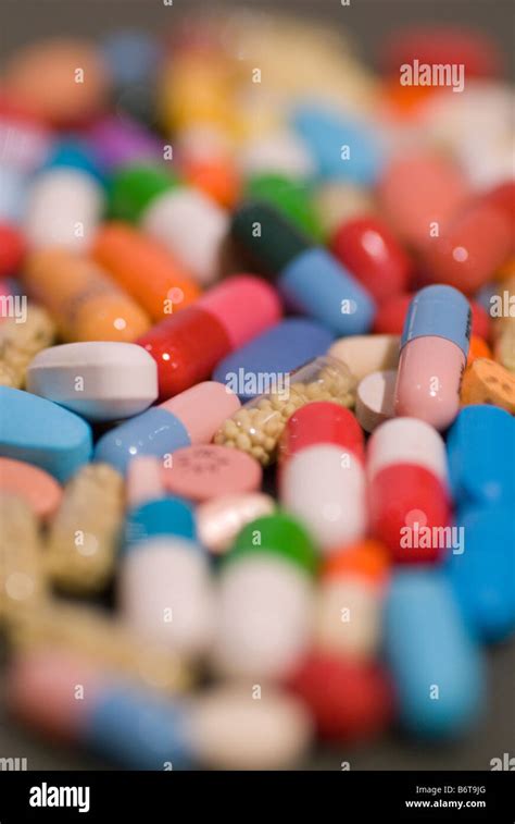 assorted pills drugs medicine tablets capsules Stock Photo - Alamy