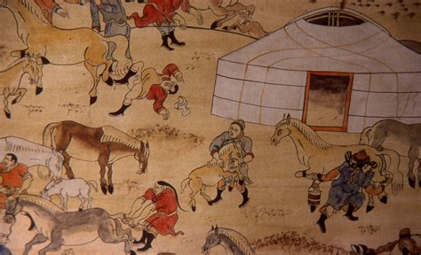 people  horses  mongolian folks art  faces  mongolia
