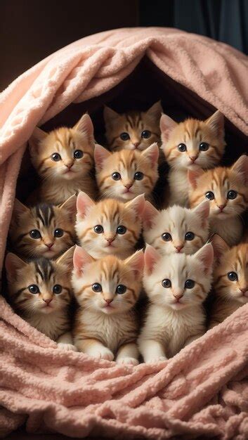 Premium AI Image | A group of beautiful kittens snuggled up in a warm ...