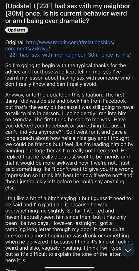 I [22F] had sex with my neighbor [30M] once. Is his current behavior