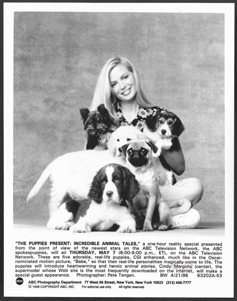 Model Cindy Margolis Original 1990s ABC-TV Promo Photo Puppies Present