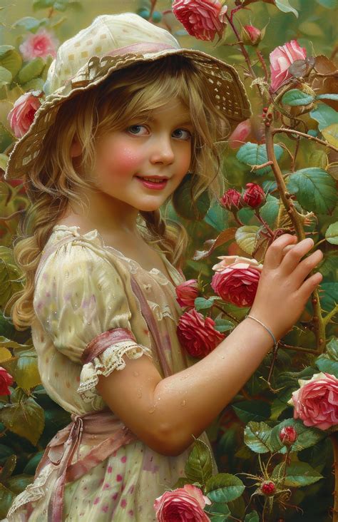 Victorian Rose Garden Girl Free Stock Photo - Public Domain Pictures