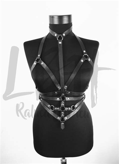 Full body women harness with chains,Full body leather lingerie,Fetish ...