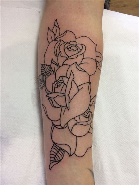 Roses outline tattoo by Travis Allen at twisted tattoo Yaxley Www.twistedtattoo.co.uk Or on ...