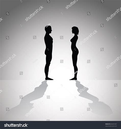 Silhouette Naked Man Woman Body Illustration Stock Vector (Royalty Free