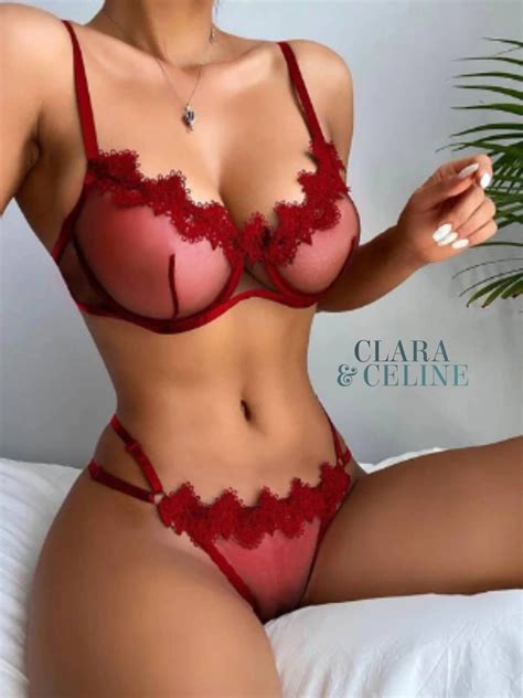 SENSUAL Transparent Lace Lingerie Set Sheer Intimate Two-piece - Etsy