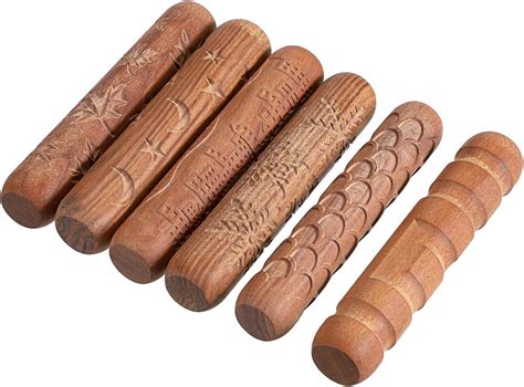 Amazon.com: OwnMy Set of 6 Wooden Clay Texture Rollers Handle Pottery ...