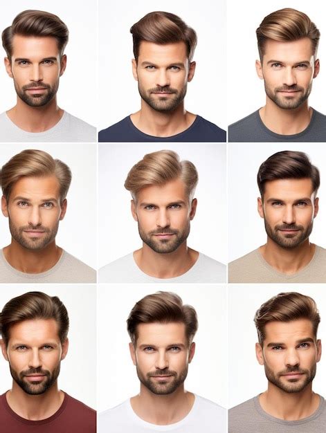 Premium Photo | Fashionable men's hairstyles isolated on white