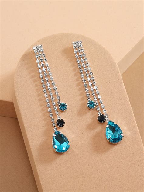 rhinestone chain drop earrings