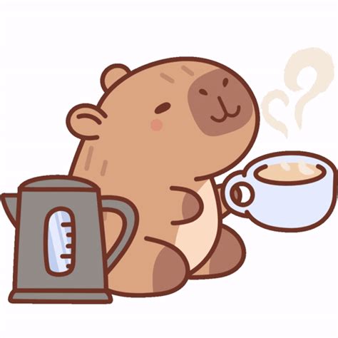 Coffee Bara Capybara Sticker - Coffee Bara Capybara Cafe bara ...