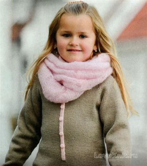 Спицами детский розовый снуд фото к описанию | Scarf, Knitted scarf ...
