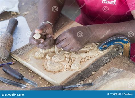 kandy sri lanka  skilled wood carver hand crafting