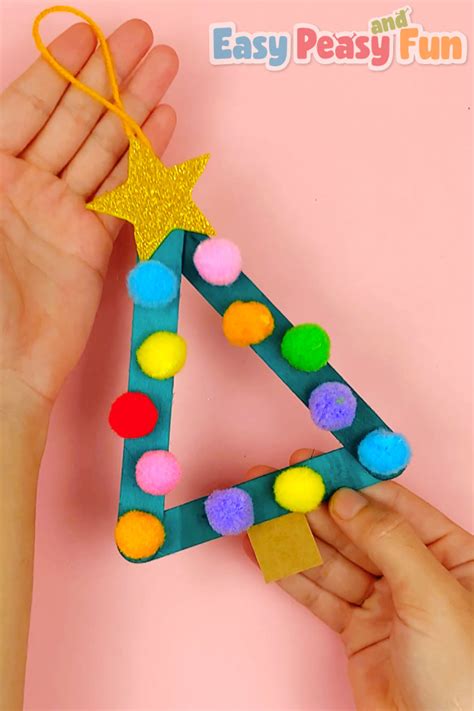 Craft Stick Christmas Tree Ornaments (Popsicle Sticks) - Easy Peasy and Fun