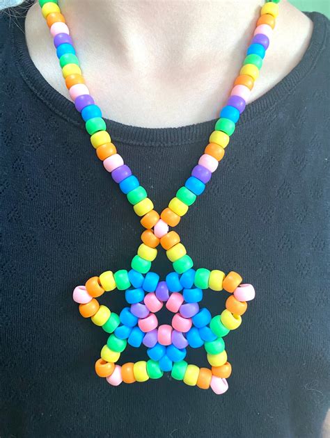 Large Rainbow Kandi Star Necklace Custom Made :D - Etsy