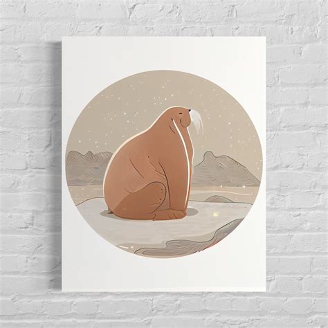 Walrus Retro Art Print, Walrus Illustration, Walrus Vintage Minimal ...