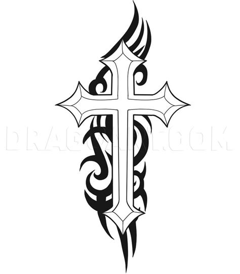 draw  cross tattoo drawing step  step  dawn dragoart