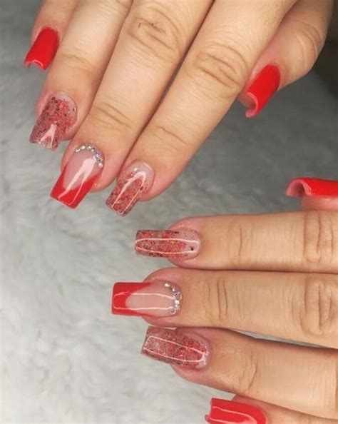 Unhas Decoradas Vermelhas Com Glitter - 10 Melhores unhas vermelhas decoradas com Glitter para combinar em cada ...