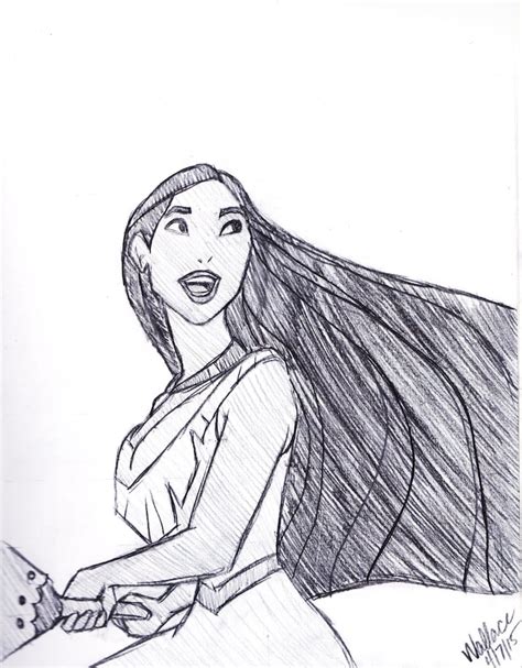 Pocahontas Disney Sketch Drawing | Etsy India