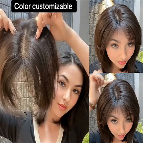 Womens Hair Topper with Clips Human Hair Toppers for Thin Hair Natural