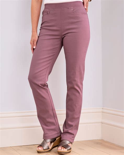 Premium Pull-On Straight-Leg Twill Trousers at Cotton Traders