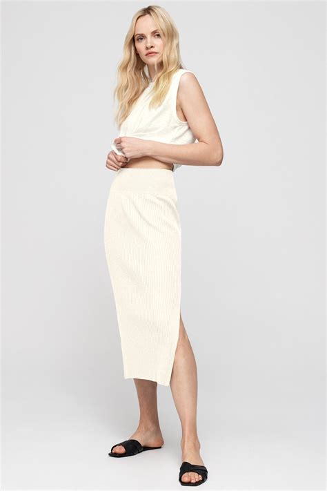Women's Aubrie Ribbed Knit Cotton Cashmere Blend Skirt – NAKEDCASHMERE