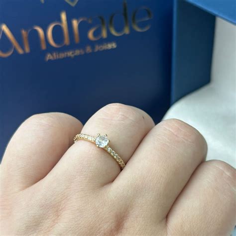 Anel Solitario Banhado A Ouro - Anel Solitário BELIEVE Banhado a Ouro 18K com Zircônias - Elegância e ...