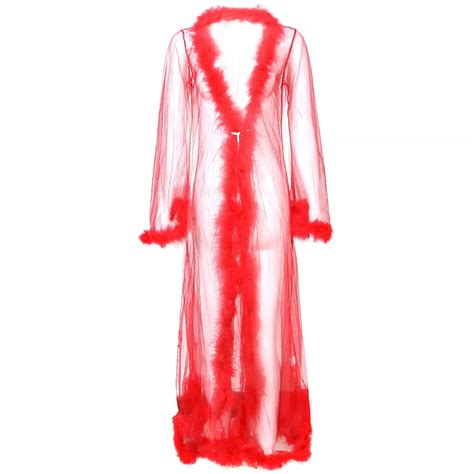 Handmade Fur Hot See through Mature Women Sexy Nightgowns