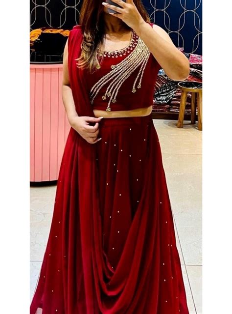 Fancy Red Party Wear Saree | Latest Kurti Designs