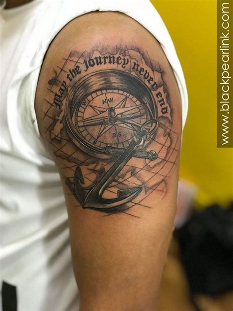Nautical Compass And Anchor Tattoo