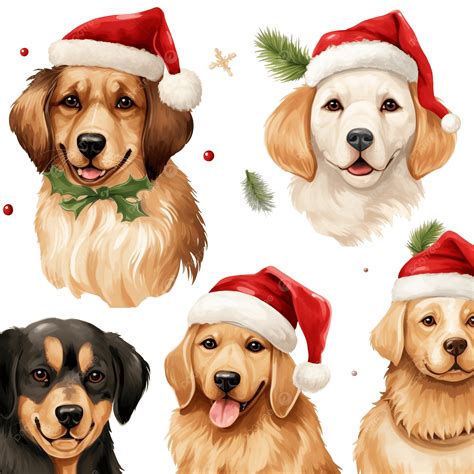 Hand Drawn Merry Christmas Time Seamless Pattern With Cute Funny Dogs