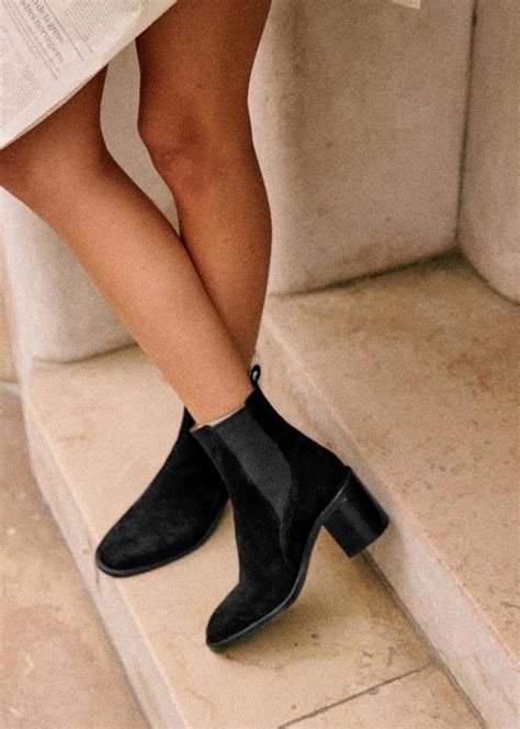 Pippa Ankle boots - Black - Split cowhide leather - Sézane