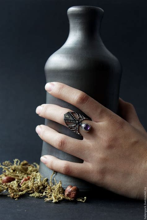 Серебряное кольцо с аметистом "Symbol&Eye" – заказать на Ярмарке ...