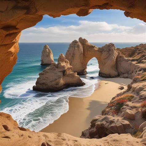 rock arch     hole   rock premium ai generated image