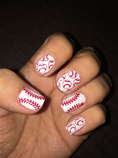 Baseball nails | Nail art, Handmade nail polish, Sports nail art
