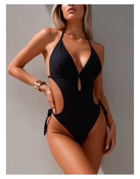 Women's Halter Bikini Swimsuit - Solid Color Sexy Triangle One Piece