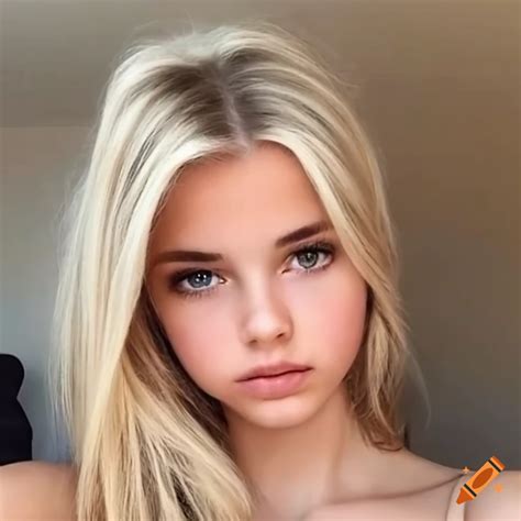 Portrait of a beautiful blonde girl with white streaks on Craiyon