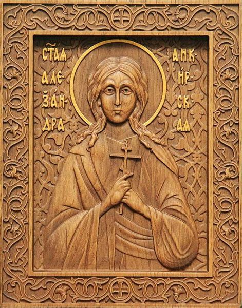 Икона Александра Анкирская, Мученица, резная из дуба, 16,5х21 см ...