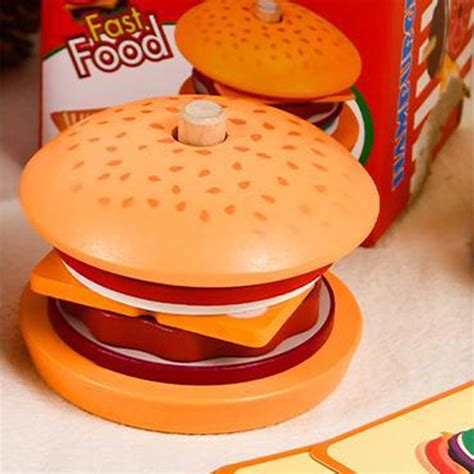 CQCYD Clearance Toys under $5 Wooden Burger Sandwich Stacking Toys for