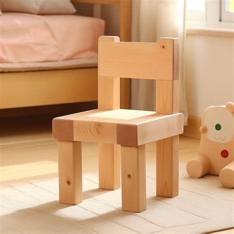 solid wood seat straight plank  children small wooden chair