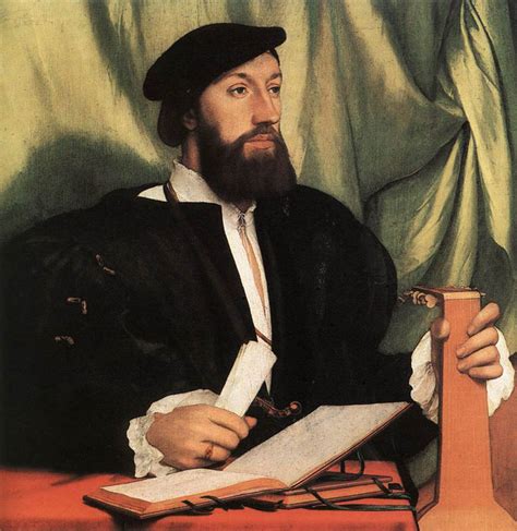 Painting by Holbein- Unknown Gentleman with Music Books and Lute